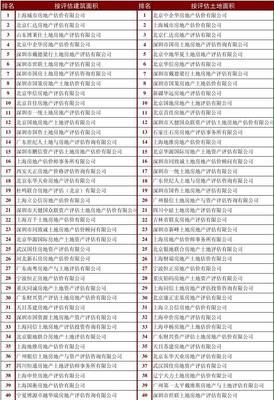 2012年房地产评估公司业绩总排名及不同估价业务排名解析